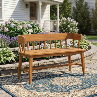 Banc d'extérieur en bois d'acacia Bramley avec conception stable et esthétique naturelle pour une assise confortable dans les jardins et les cours