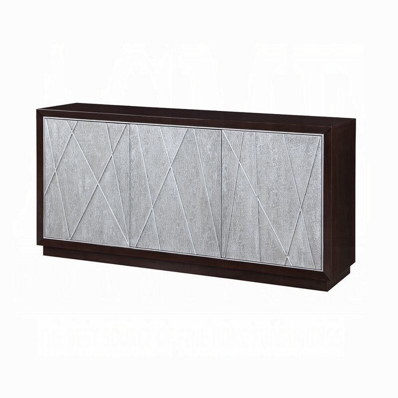 Console à 3 portes Geranio en argent métallique et noyer