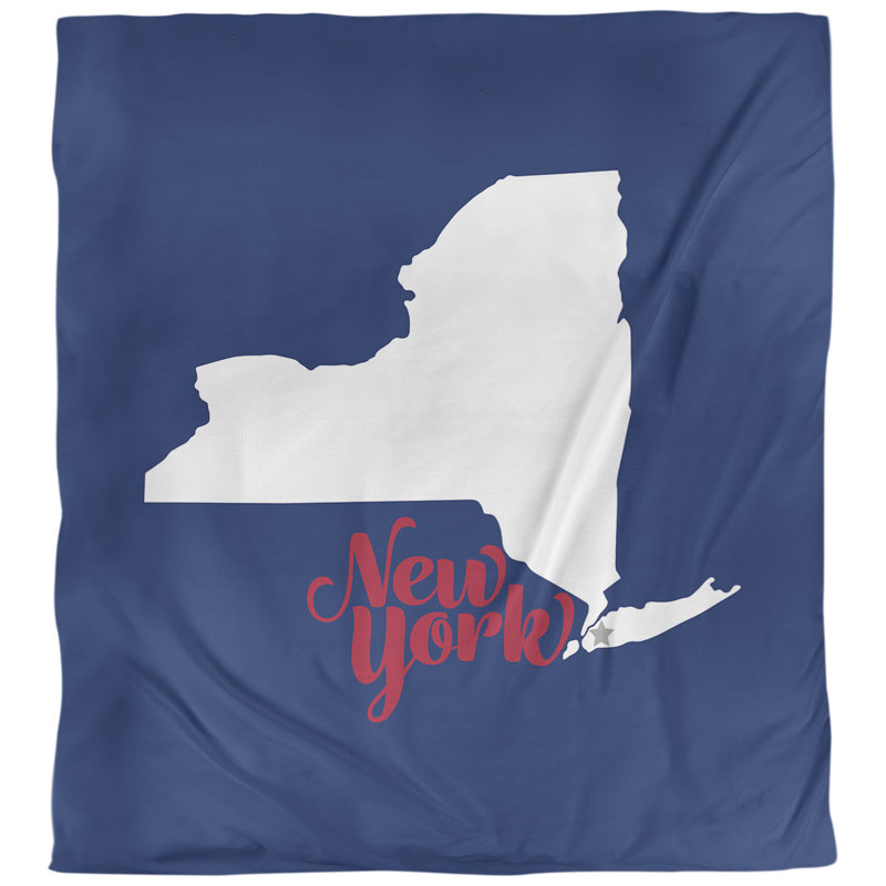 Housse de couette new york, Marine / Rouge, Microfibre