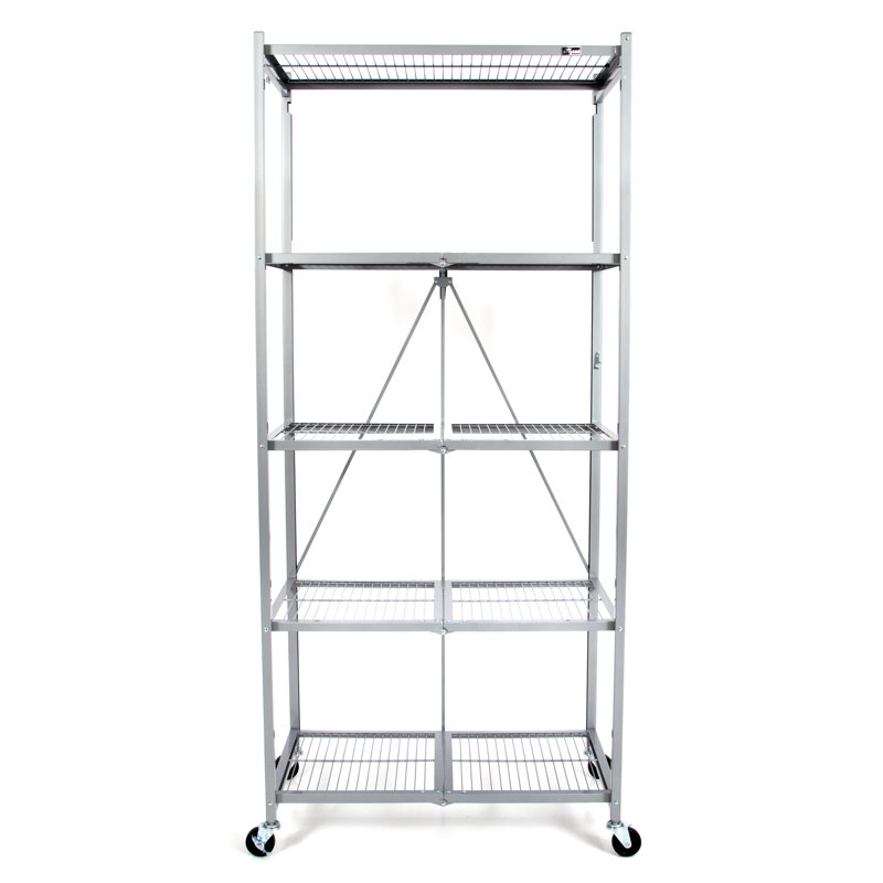  Support de rangement pliable à 5 tablettes Origami, Gris platine