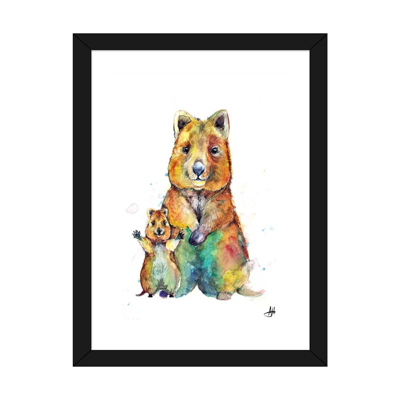 Art encadré pour enfants Qwazy Quokkas, H 32 po x l 24 po x P 1 po, Papier encadré noir