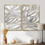 Abstrait argent et motif de fleurs blanches - Art mural sur toile blanche-667032925-667032924-667032923