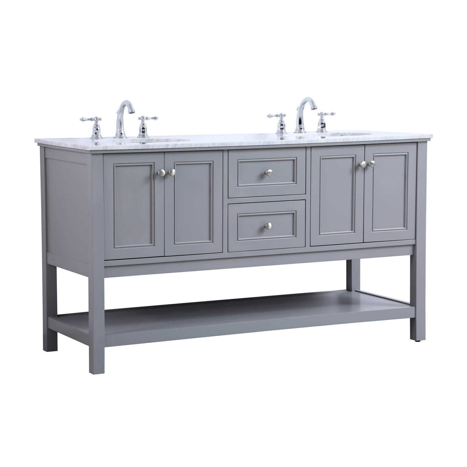 Bonsai 60'' Double Bathroom Vanity, Gray