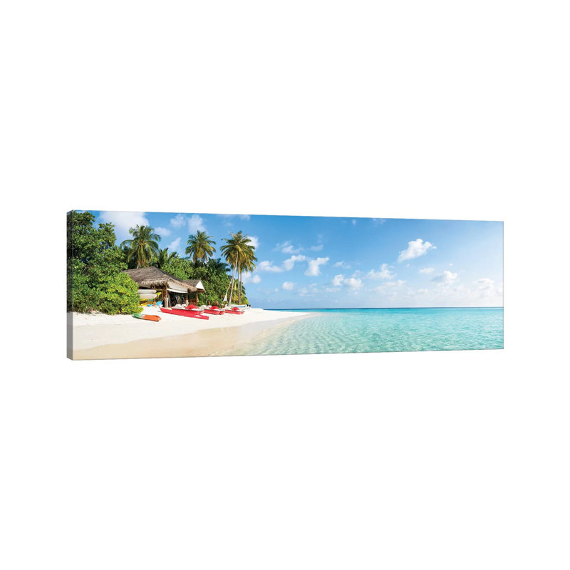 Tropical Beach Panorama On The Maldives - Wrapped Canvas Panoramic Gallery-Wrapped Canvas Giclée, 182.88 cm H x 60.96 cm W