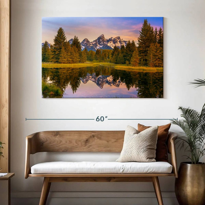Reflet de la forêt de pins d'Alvord Grand Teton, H 32 po x l 48 po