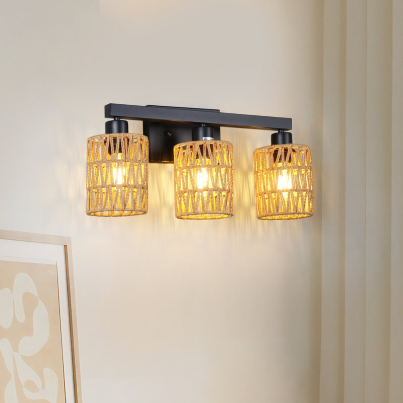 Adonus 3 - Light Dimmable Rattan Vanity Light