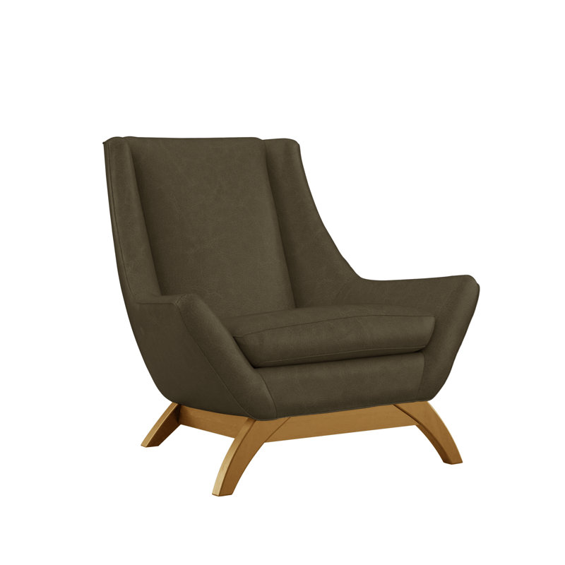 Jasper Leather Armchair, Outlaw Heather, French Oak