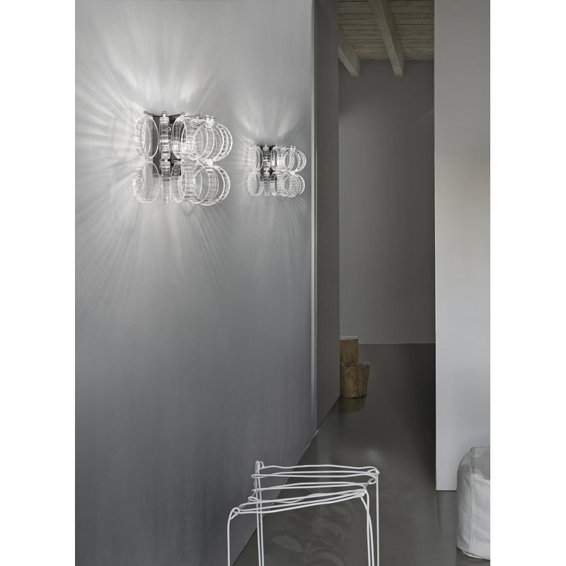 Ecos Wall Lamp 35 Crystal Striped Glass Glossy Chrome G9 Ul, Matte Bronze