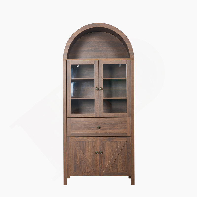 Dome Cabinet,Walnut,Made Of High-Quality Materials And Antique Craftsmanship, With Large Storage Space