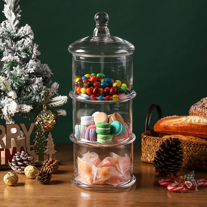 7393 ml 3 Tier Stacking Apothecary Jar, Clear