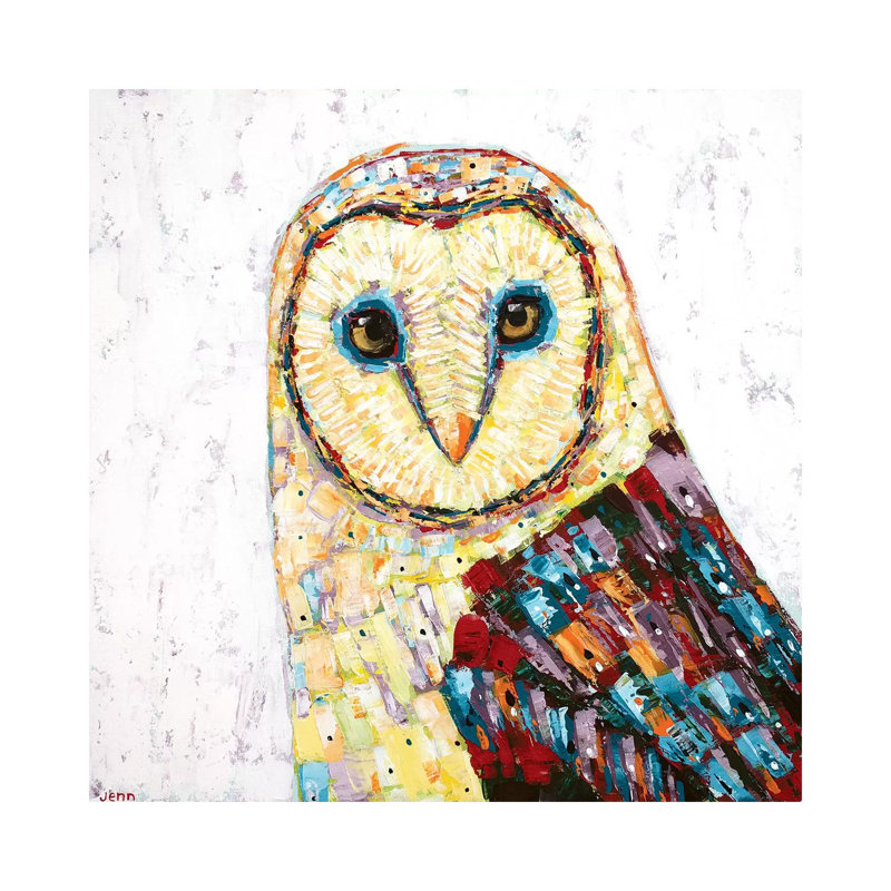 Barn Owl- White by Jennifer Seeley - Wrapped Canvas Print, 45.72 cm H x 45.72 cm W