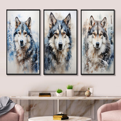 Siberian Dog Serenity - Dog, reproduction d'art sur toile, ensemble de 4