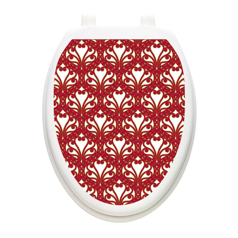 Adhésif décoratif pour siège de toilette Queen's Lace Classic, Allongée, Rouge, doré