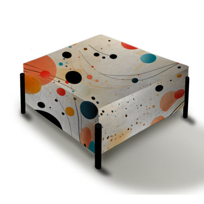 Retro Futurism Polka Dots Pattern - Polka Dots Large Square Ottoman