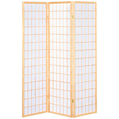 Paravent décoratif à 3 panneaux, finition organique, bois d'hévéa et papier blanc, hauteur 68,82 pouces, largeur 52, bois d'hévéa d'aspect moderne, panneaux, H 68,82 po, l 52 po, esthétique intemporelle