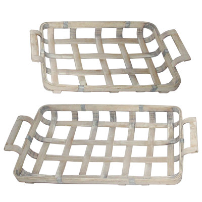 Amandine 90% Bamboo, 10% Plywood Tray - Set of 2