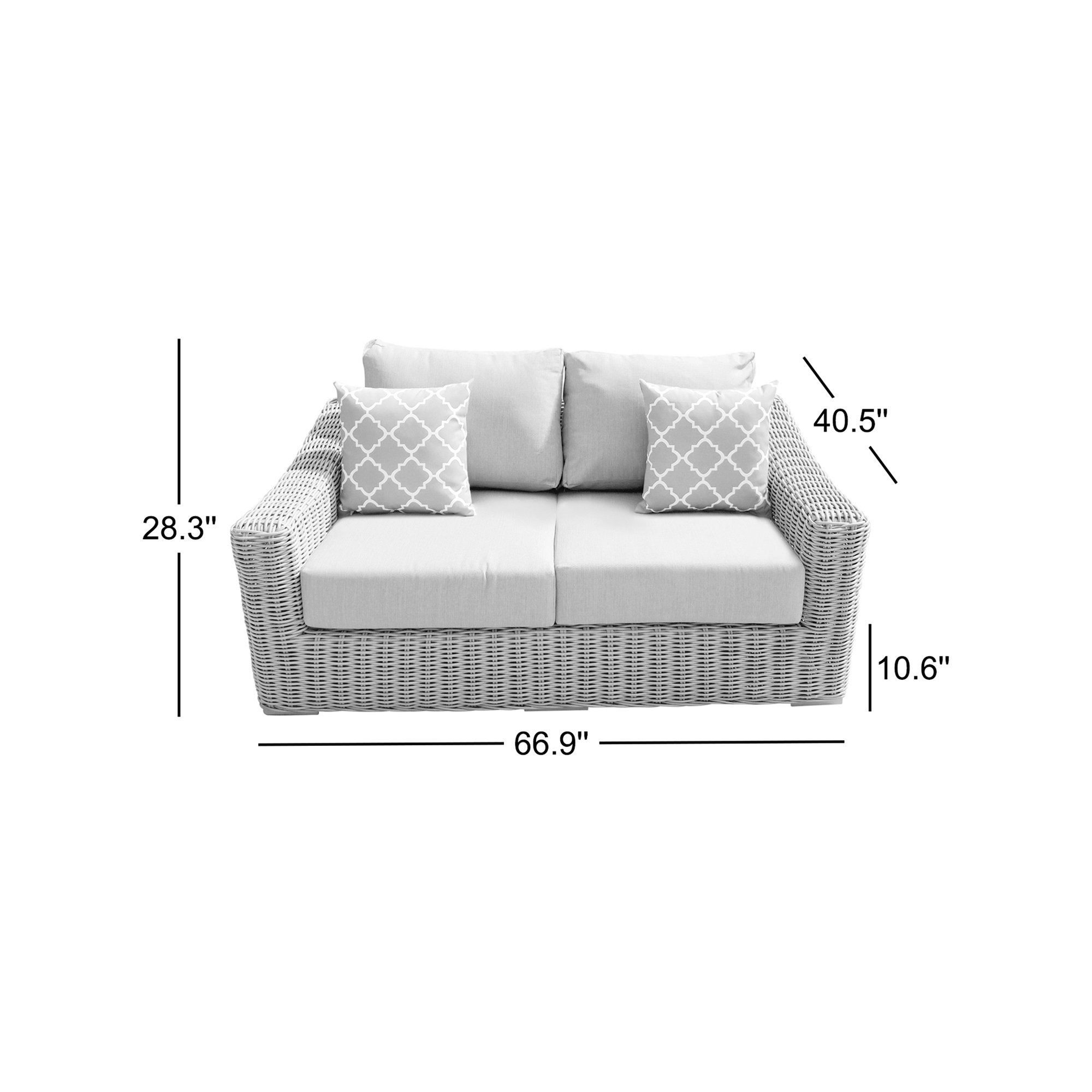 Sommerville 66.9'' Wide Wicker Loveseat with Cushions, Light Gray