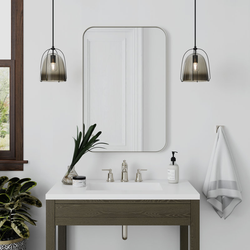 Miroir décoratif Jonasia, 30 po x 20 po, Nickel