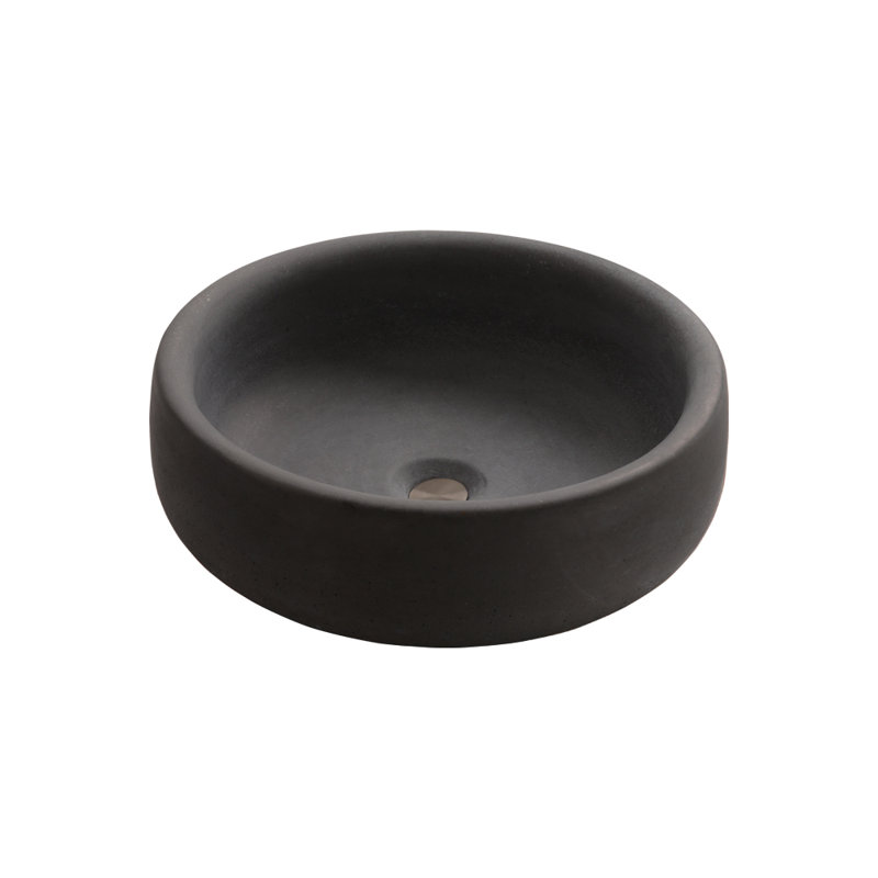 Newterra Handmade Circular Vessel Bathroom Sink, Charcoal