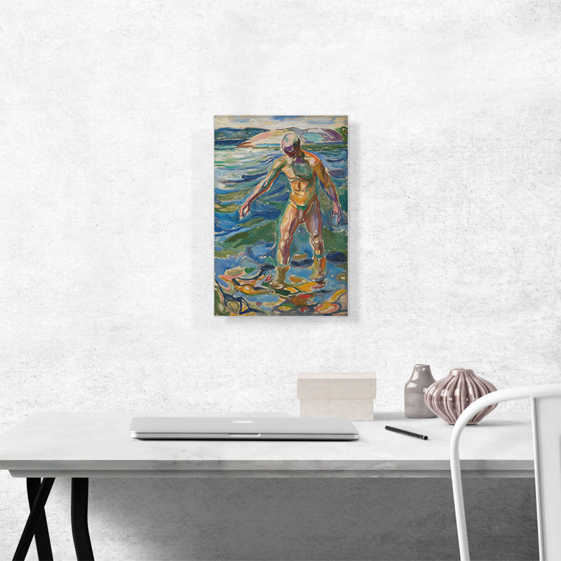 " Bathing Man 1918 " by Edvard Munch Oil Painting, 18" H x 12" W x 1.5" D