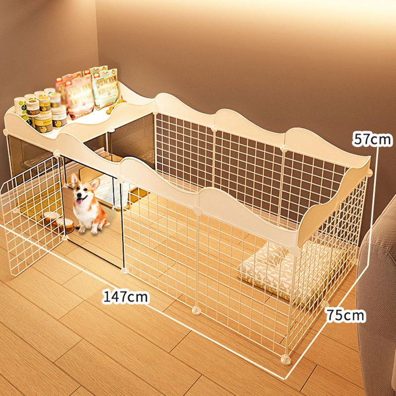 Parc pliable pour animaux de compagnie avec tablette de rangement - aire de jeu intérieure portable et organisateur