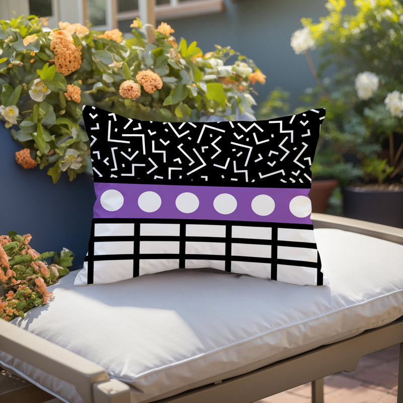Oreiller rectangulaire réversible intérieur / extérieur Poptik, Rectangulaire H 14 po x l 20 po, Mauve