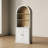 Tall Arched Cabinet With Open Shelves And Doors, White-788218908