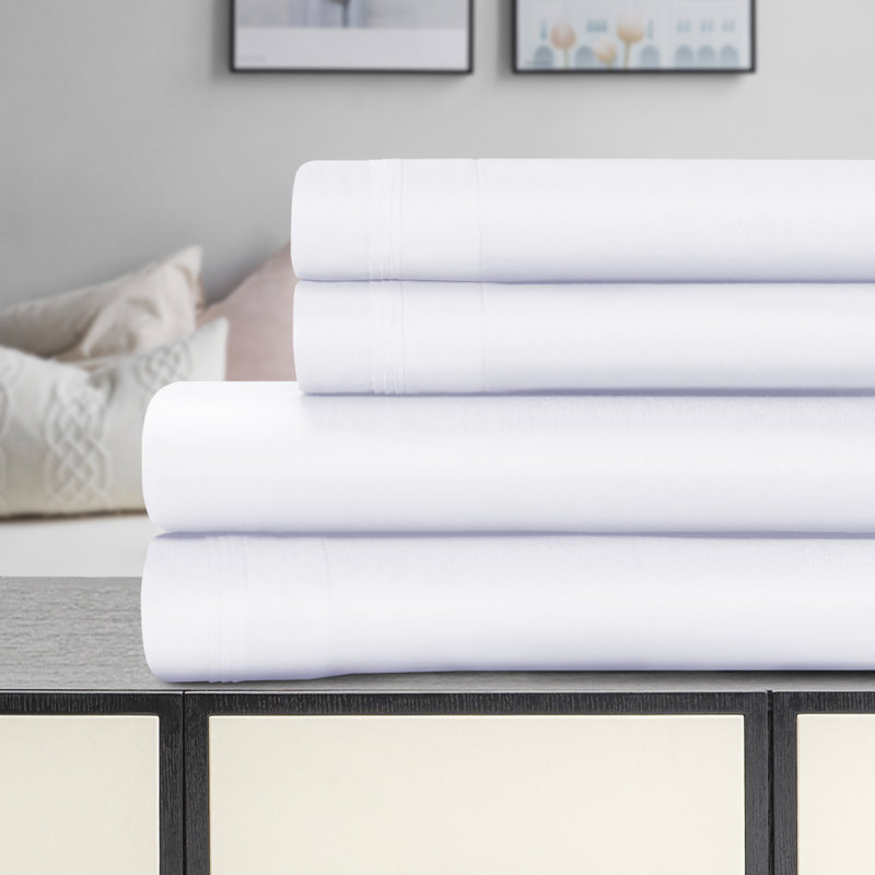 Certified Egyptian Cotton Deep Pocket Solid Luxury 1500 Thread Count Sheet Set, White, King Sheet Set