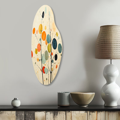 Fantina Beige Mid Century Minimalist Masterpiece - Curved Minimalism Metal Wall Art, Asymmetrical Metal Wall Sculpture Print