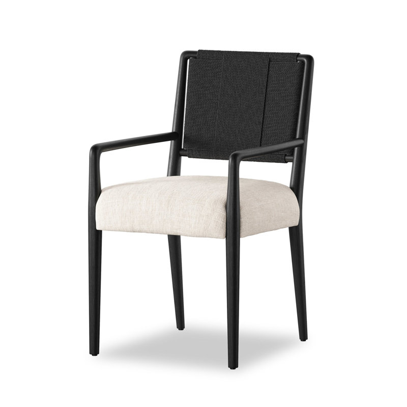 Rothler Dining Armchair-Alcala Wheat, Black Brushed Ash, Essence Natural