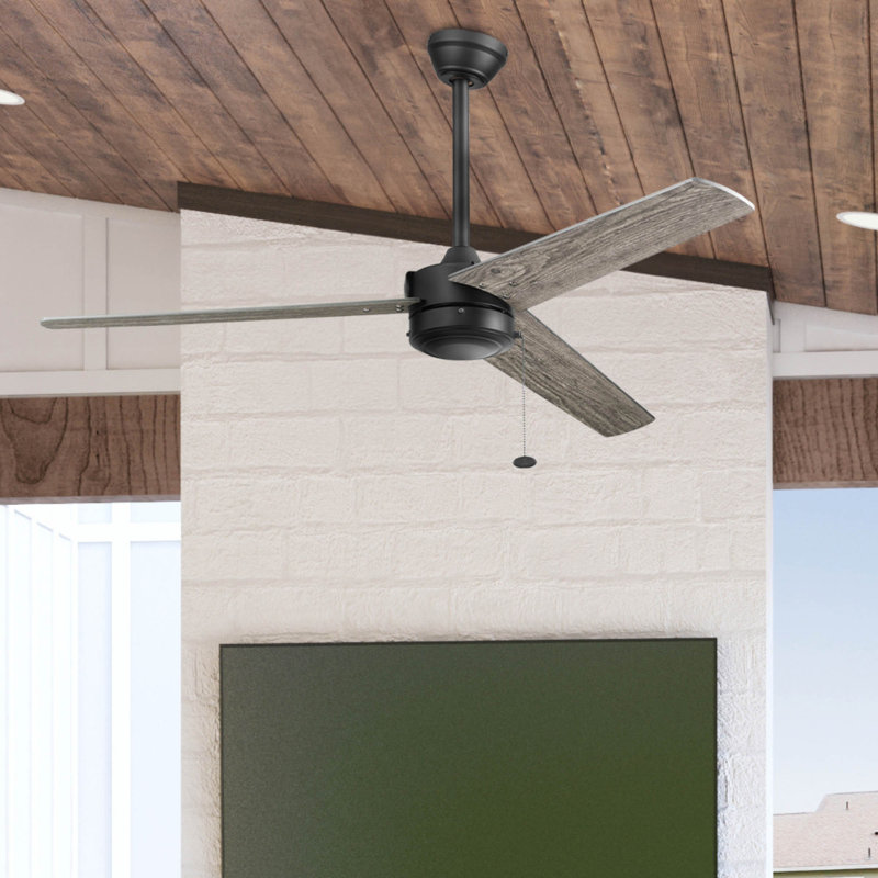 Ventilateur de plafond d'intérieur et d'extérieur 52 po Tenant, Noir mat