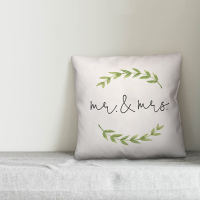 Mr and Mrs Wreath Throw Pillow