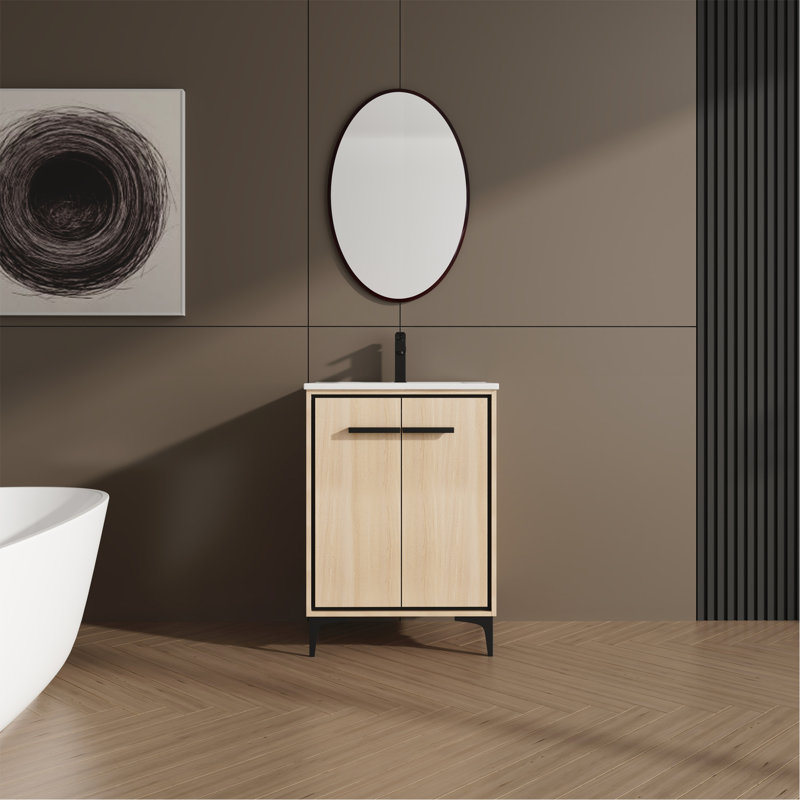 Meuble-lavabo élégant avec lavabo offrant beaucoup de rangement et un entretien facile., Chêne