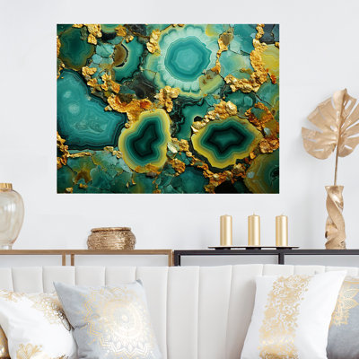 Golden Green Amazonite Stone - Stone Geode Metal Wall Art MT136135