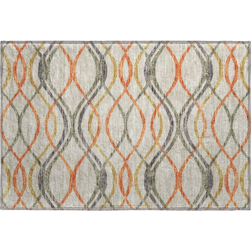 Premium Machine Washable Prisco Orange Rug, Rectangle 1'8" x 2'6"