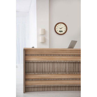 Bulova C5006 Dual Time Solid Pine Wood 12.5″ Wall Clock