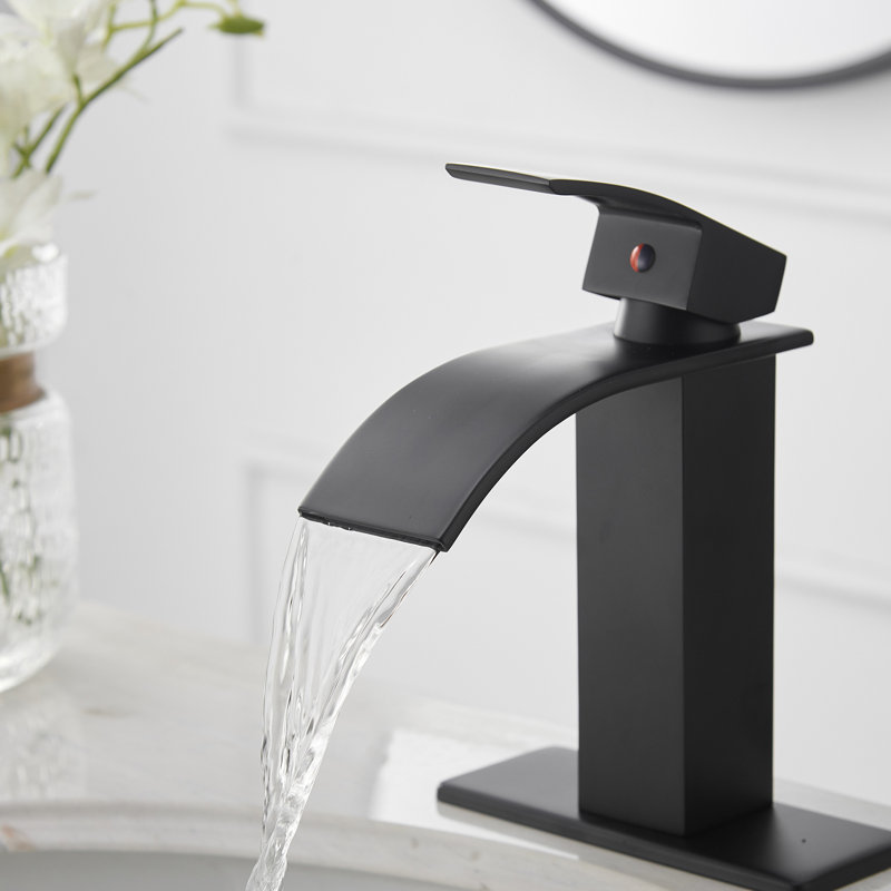Single-Hole Single-handle Bathroom Faucet with Drain Assembly, Matte Black