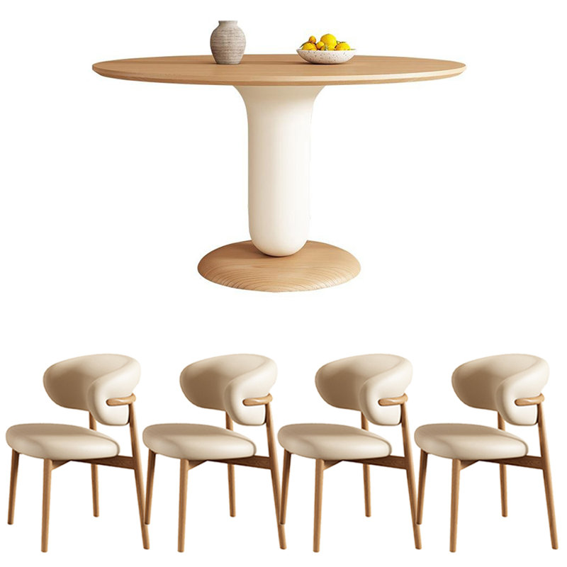 French style solid wood dining table set, 29.5”H x 47.2”L x 47.2”W