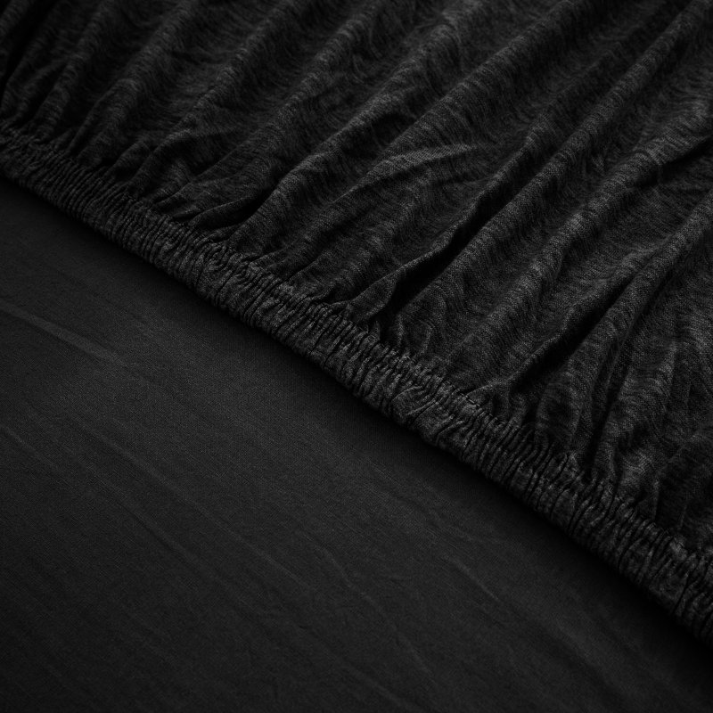 Jersey Knit Fitted Sheet, Black, Kingsize (5')