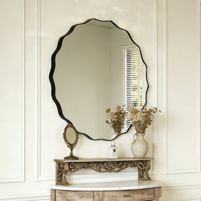 Round Wall Mirror 28 Inch, Black Metal Frame Modern Decorative Mirror For Bathroom, Living Room, Bedroom, Hallway – Minimalist Circle Vanity Mirror With Hd Glass