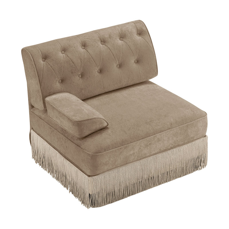 Fauteuil modulaire en velours Camel - Composant modulaire 1 place contemporain avec mousse haute densité, Tan