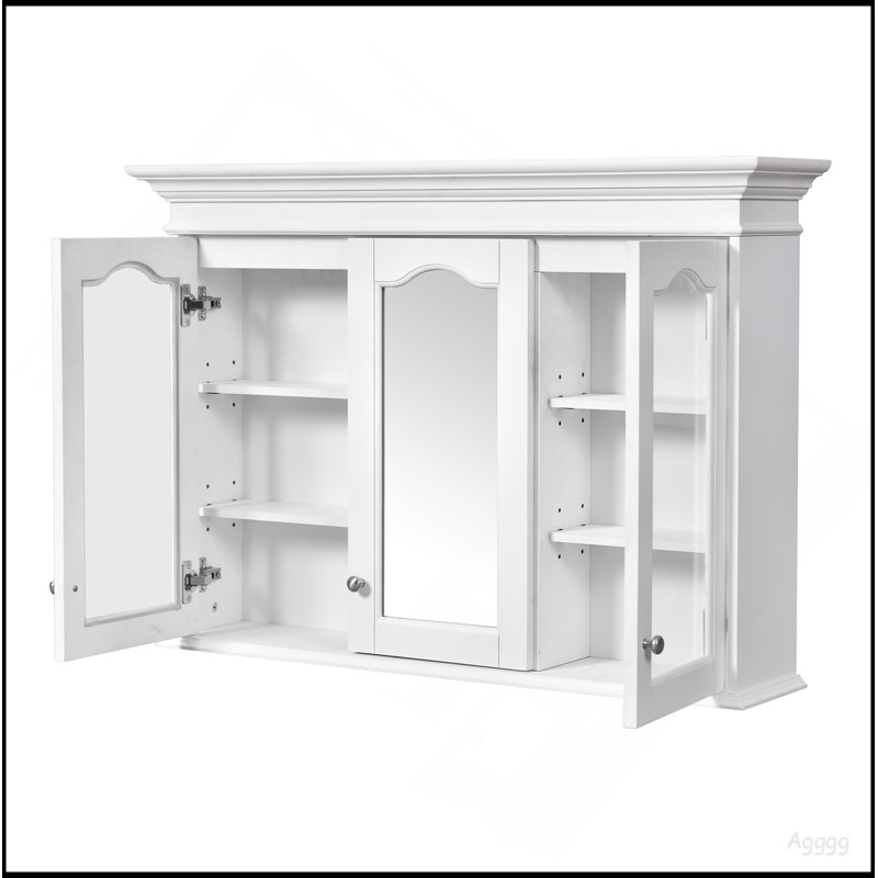 Armoire à pharmacie 40 "avec miroir, armoire de rangement pour salle de bain avec porte miroir et tablettes, armoire de salle de bain murale avec portes en verre