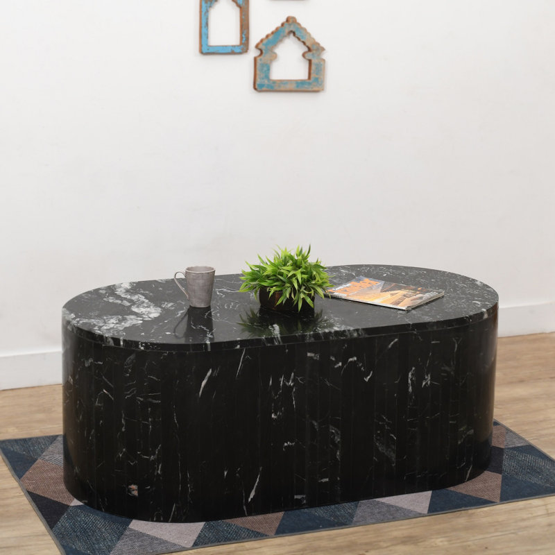 Marble Coffee Table, Black, 18" H x 48" L x 24" W