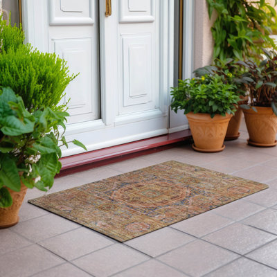 Tapis paprika Xhevrie intérieur / extérieur lavable à la machine