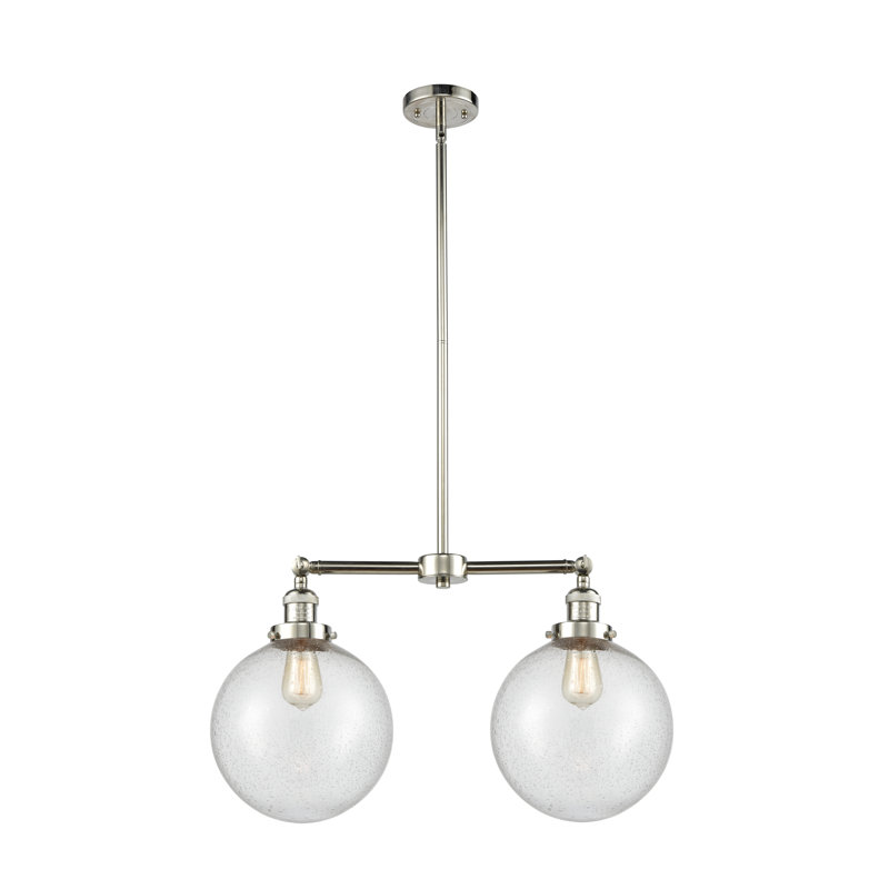 Lustre unique à 2 lumières Clermont, Ampoule non incluse, Nickel poli