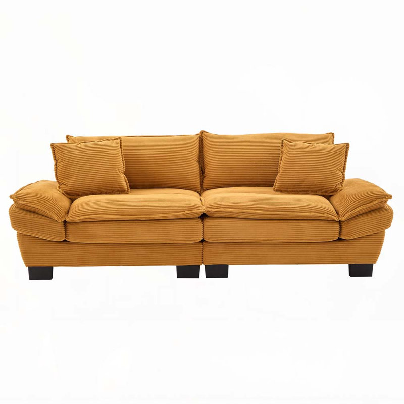 Canapé avec coussins Corduroy, Jaune