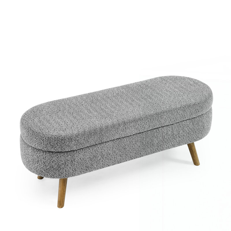 Ottoman Oval Storage Bench, Gray