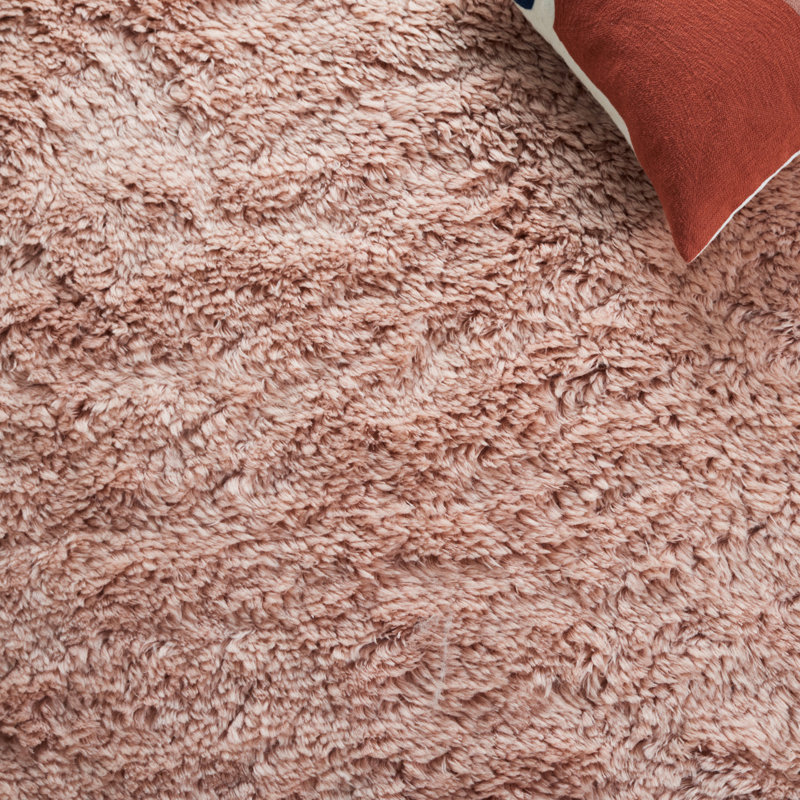 Crispus Hand Woven Wool/Cotton Solid Color Rug in Pink, Rectangle 3' x 5'