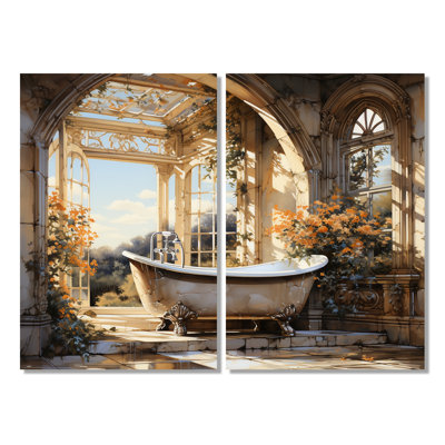Bathroom Golden Luxe I - Blue, art traditionnel sur toile