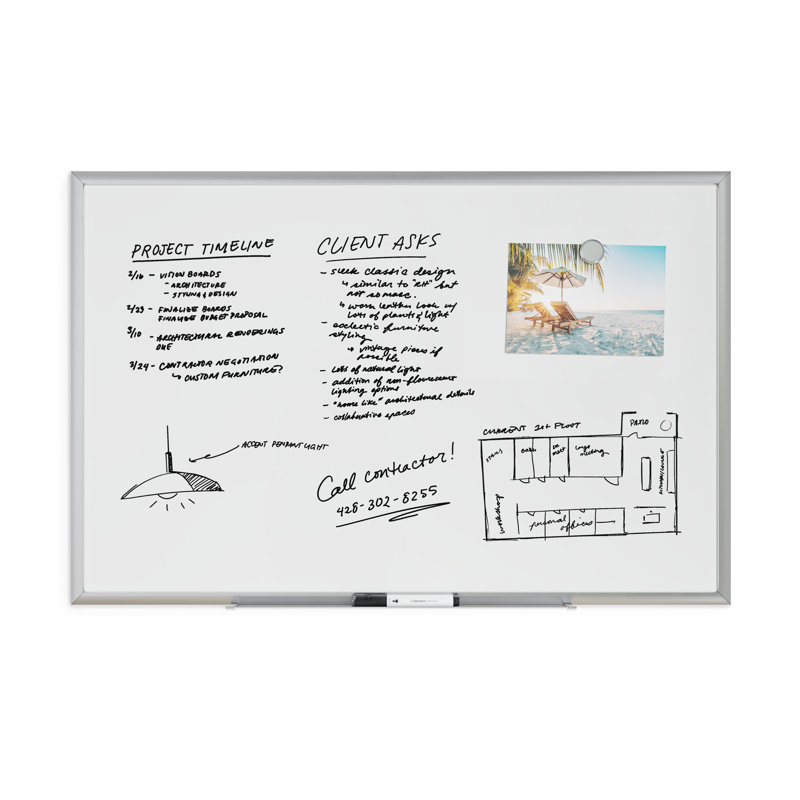 Tableau effaçable magnétique U Brands, cadre en aluminium, 35 po x 23 po